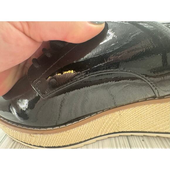 Call It Spring Vegan Aria Glossy Y2K Oxford‎ Chunky Heel Black Shoes Size 8.5 - Picture 4 of 10